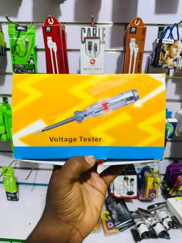 The Electrical Voltage Tester Screwdriver is a simple and reliable tool designed to detect live electrical current in sockets, switches, and wires. It is ideal for electricians, technicians, and home users who need to test power safely. With a transparent insulated handle and built-in indicator light, it allows quick identification of live wires without complicated equipment. 🔹 Key Features: Detects AC voltage Built-in indicator light Insulated transparent handle Compact and lightweight Easy to use Durable metal tip 🔹 Why Choose This Tester? Quick power detection Safe and simple operation Portable and affordable Ideal for home and professional use Perfect for checking sockets, extension cables, switches, and electrical installations.